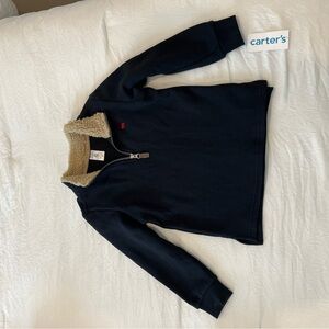 Carter's NWT Black Pullover with Sherpa Collar quarter zip boys